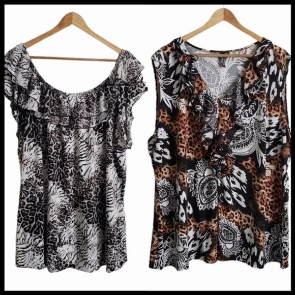 Milano Animal Print Set Of Two Blouses - Picture 1 of 16